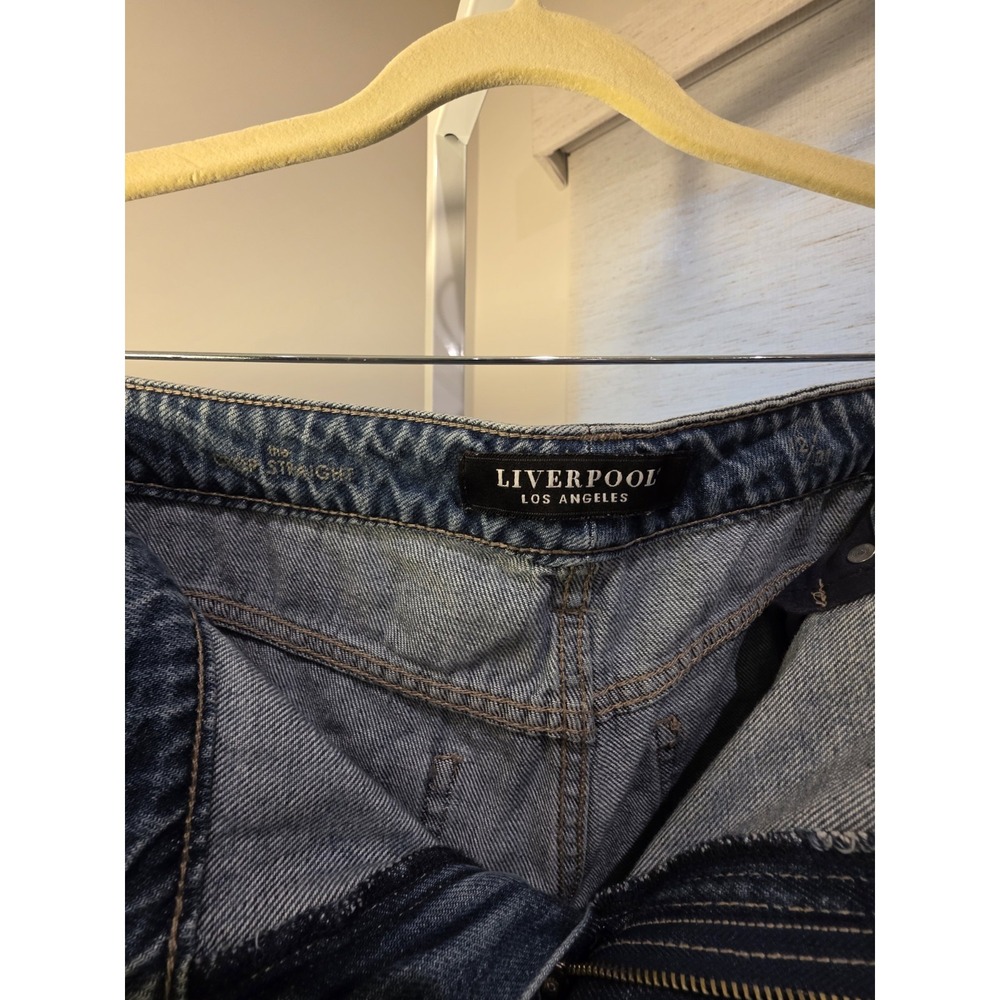 Liverpool Los Angeles Jeans Womens 12/36 Blue Straight Distressed - Picture 10 of 16